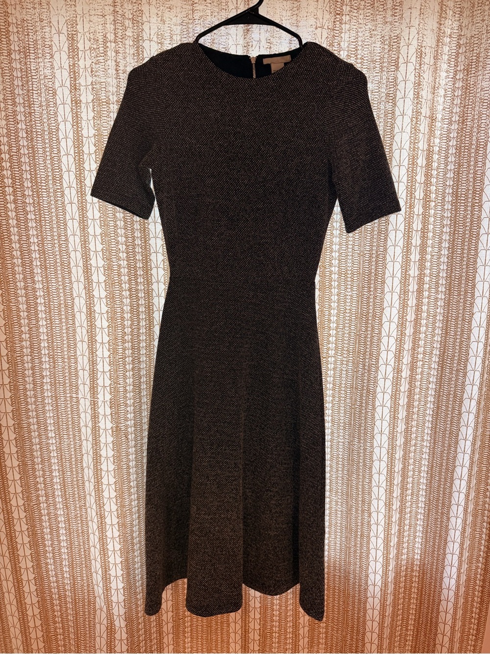 H&M Heathered Black Midi Fit-and-Flare Dress